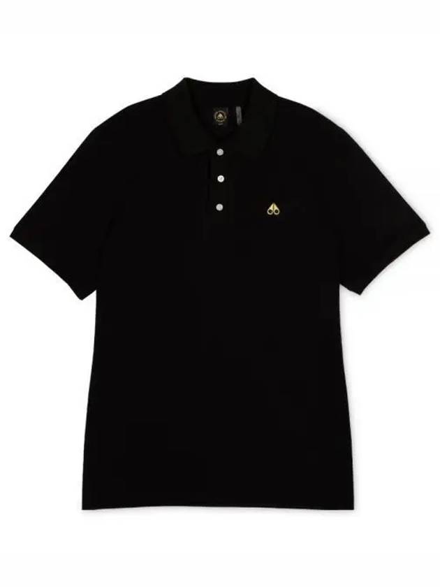 Men's Logo Patch Short Sleeve Polo Shirt Black - MOOSE KNUCKLES - BALAAN 2