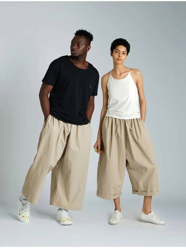 Crop Wide Pants Beige - ATHPLATFORM - BALAAN 1