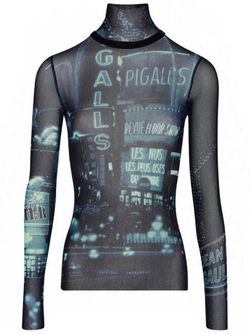 Jean Paul Gaultier Mesh Top Longsleeve Printed "Pigalle" Clothing - JEAN PAUL GAULTIER - BALAAN 1