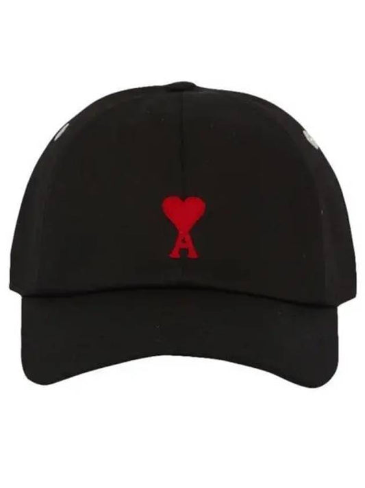 Embroidered Logo Cotton Ball Cap Black - AMI - BALAAN 2