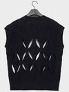 V-Neck Argyle Scarf Vest Black - NOIRER - BALAAN 4