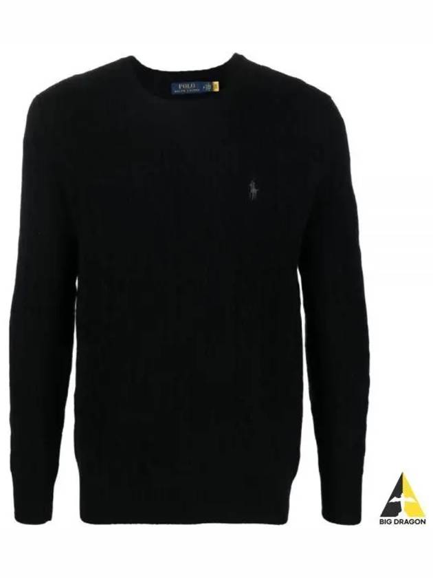 Embroid Logo Cable Knit Top Black - POLO RALPH LAUREN - BALAAN 2