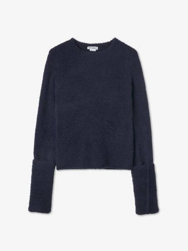 Fluffy Wool Blend Knit Top Navy - SUNNEI - BALAAN 1