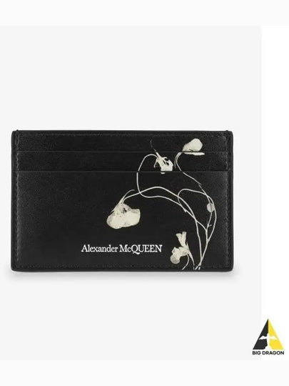 Floral Print Card Wallet Black - ALEXANDER MCQUEEN - BALAAN 2