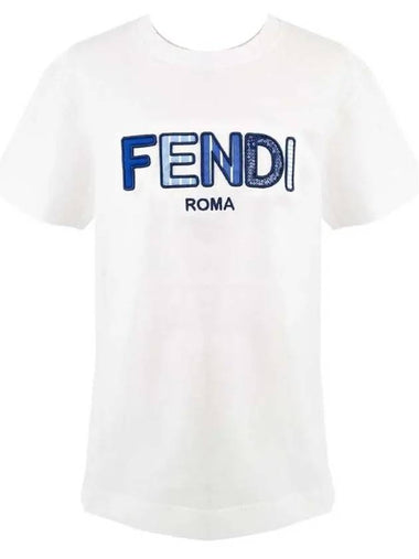 Kids Signature Logo T Shirt JFI252 7AJ F0TU9 - FENDI - BALAAN 1