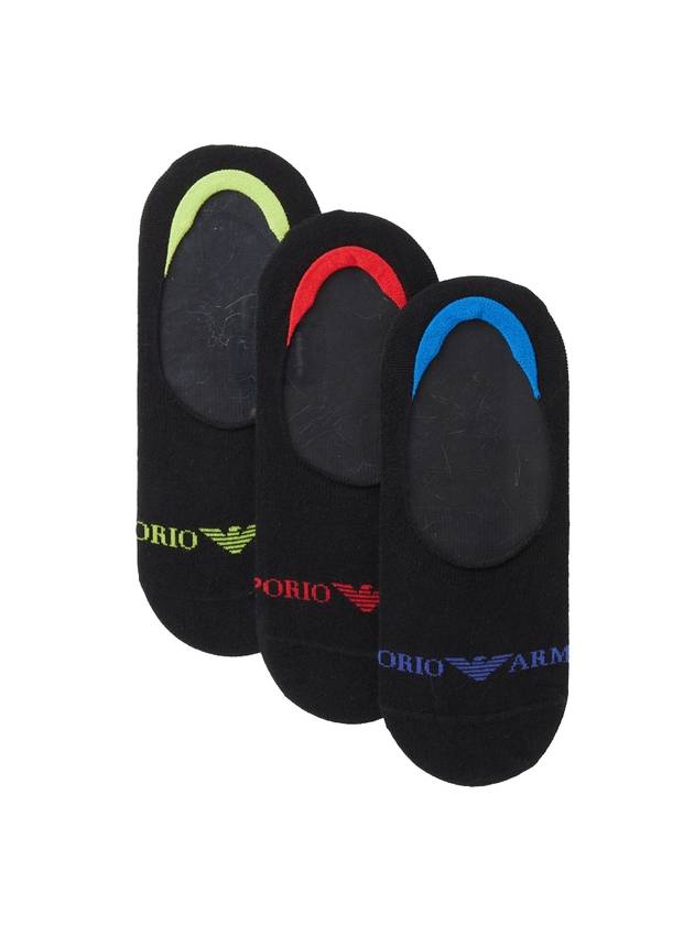 Logo 3 Pack Socks Black - EMPORIO ARMANI - BALAAN 1