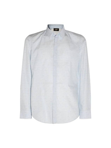 Shadow Cotton Long Sleeve Shirt Light Blue - FENDI - BALAAN 1