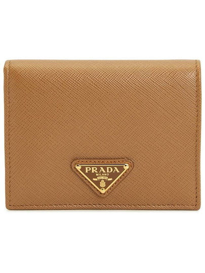 Gold Hardware Triangle Logo Saffiano Half Wallet Caramel - PRADA - BALAAN 2