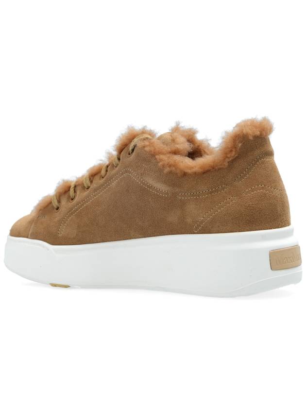 T maxi teddy suede low top sneakers camel - MAX MARA - BALAAN 6