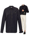 Men's Embroidered ORB Long Sleeve Shirt Black - VIVIENNE WESTWOOD - BALAAN 2