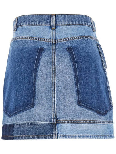 Blue Wraparound Mini Skirt With Logo Detail On The Side And Patchwork Design In Denim Woman - PHILOSOPHY DI LORENZO SERAFINI - BALAAN 2