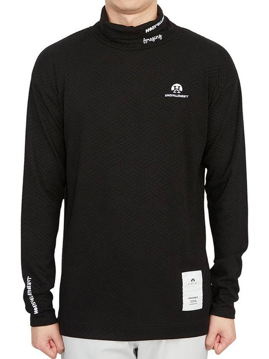 Men's Logo High Neck Long Sleeve T-Shirt Black - HORN GARMENT - BALAAN 2