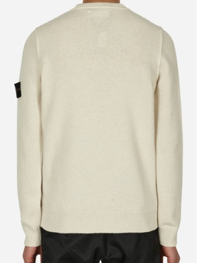 Wappen Patch Crew Neck Wool Knit Top White - STONE ISLAND - BALAAN 4