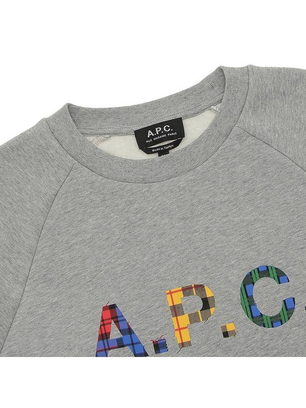 Shaun Tartan Check Logo Sweatshirt Heather Grey - A.P.C. - BALAAN 4