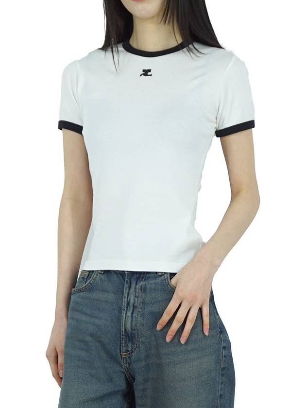 Bumpy Contrast Re-Edition Short Sleeve T-Shirt White - COURREGES - BALAAN 2