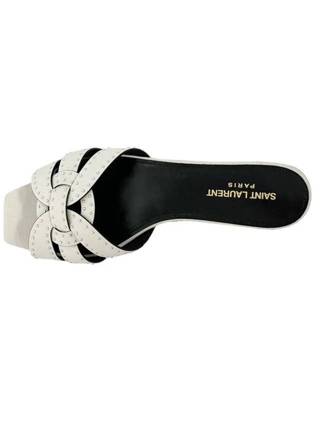 Stud Tribute Flat Sandals White - SAINT LAURENT - BALAAN 5