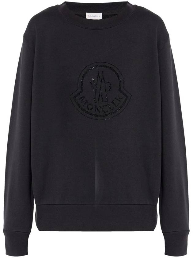 Crystal Logo Sweatshirt Black - MONCLER - BALAAN 2