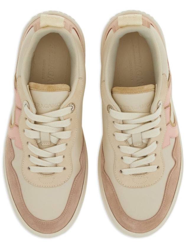 Gancini Leather Low Top Sneakers Pink - SALVATORE FERRAGAMO - BALAAN 3