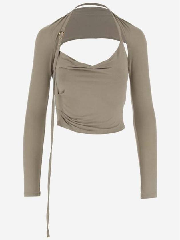 Jacquemus Long Sleeve T Shirt 233TO073 2307 530 Free LIGHT KHAKI - JACQUEMUS - BALAAN 1