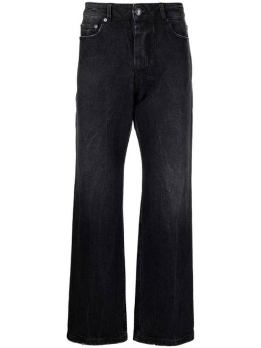Men's Straight Fit Washed Denim Jeans Black - AMI - BALAAN 1