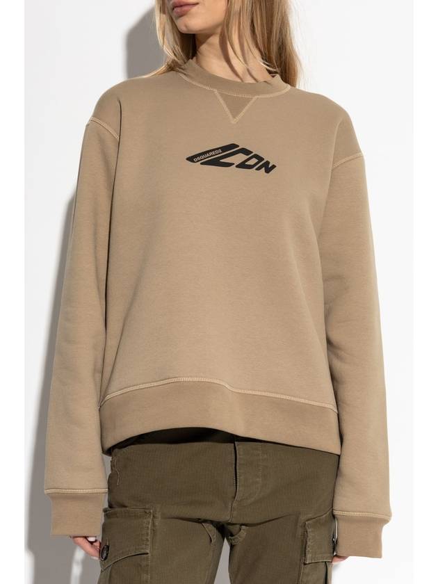 Dsquared2 Sweatshirt With Printed Logo, Women's, Beige - DSQUARED2 - BALAAN 3