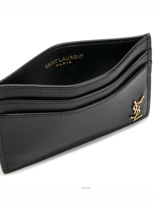 Tiny Monogram Shiny Leather Card Case Black - SAINT LAURENT - BALAAN 4