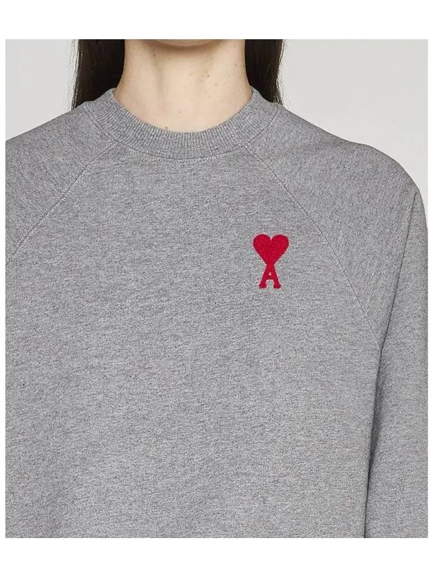 Cotton Heart Logo Sweatshirt Grey - AMI - BALAAN 4