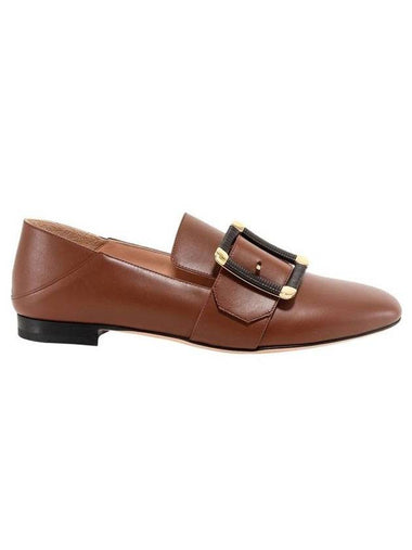 Janelle Logo Leather Loafers Brown - BALLY - BALAAN 1