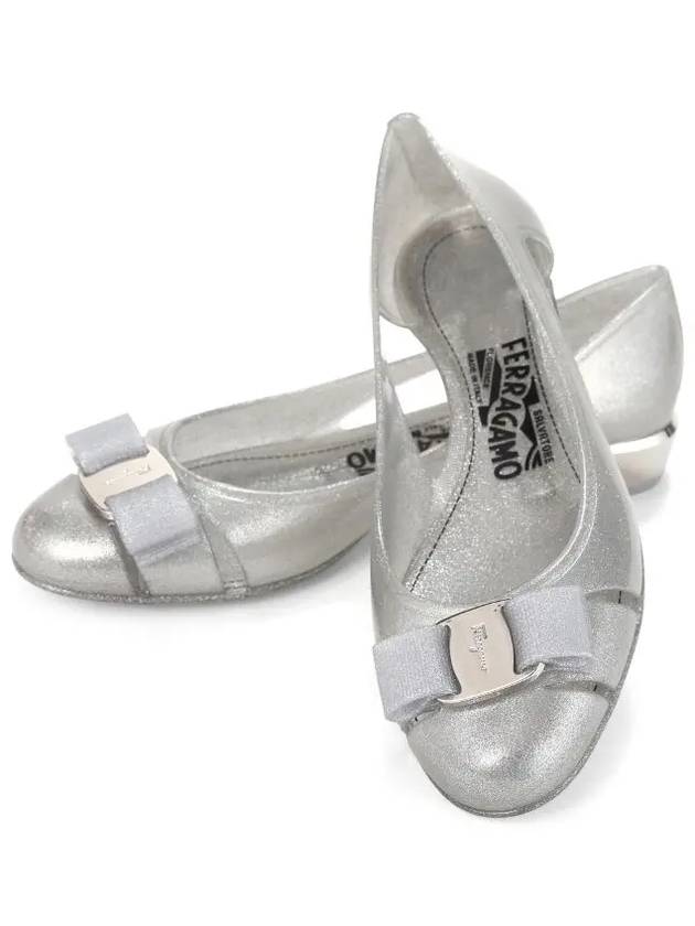 Vara Bow Jelly Ballet Flat Silver - SALVATORE FERRAGAMO - BALAAN 4