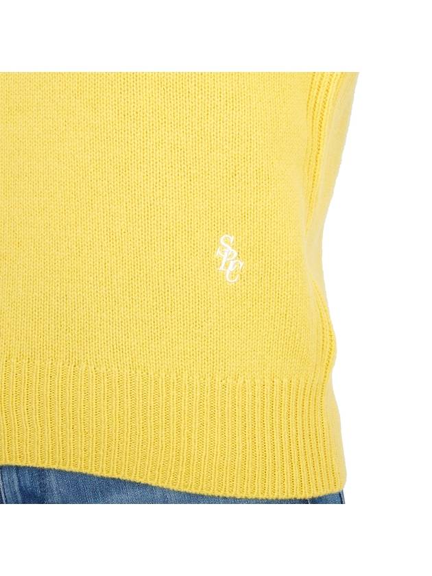 Embroidered Logo Crew Neck Wool Knit Top Yellow - SPORTY & RICH - BALAAN 9