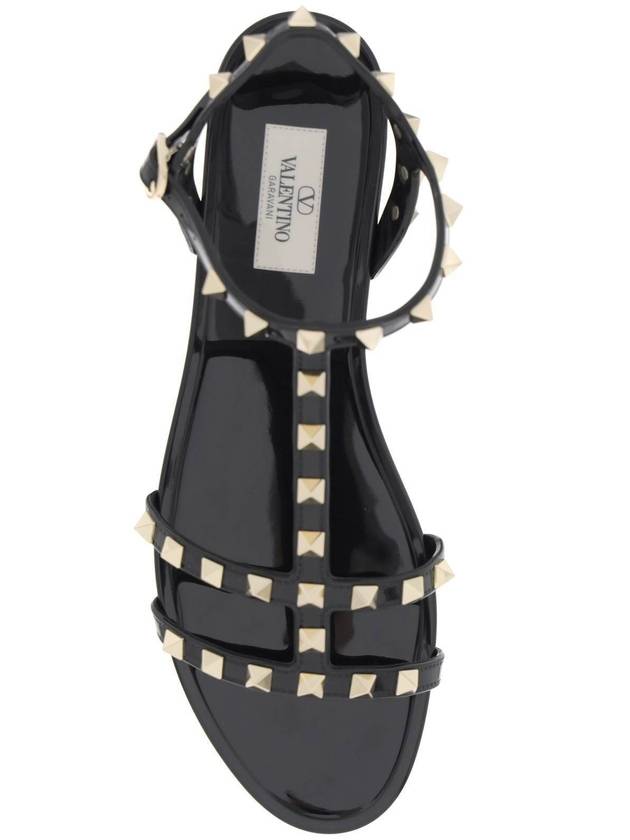 Women's Rockstud Flat Sandals Black - VALENTINO - BALAAN 3