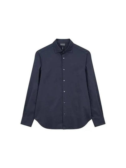 Men s Jacquard Patterned Cotton Shirt Navy 271682 - EMPORIO ARMANI - BALAAN 1