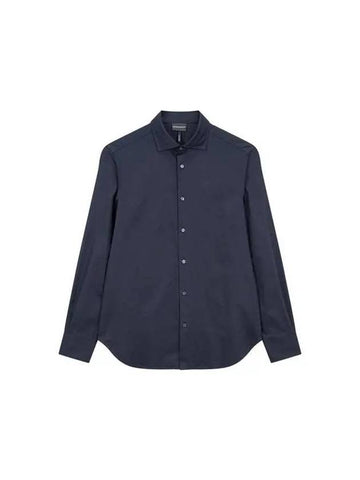 Men s Jacquard Patterned Cotton Shirt Navy 271682 - EMPORIO ARMANI - BALAAN 1