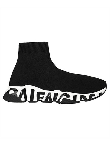 Men's Speedrunner Red Logo High Top Sneakers Black - BALENCIAGA - BALAAN 1