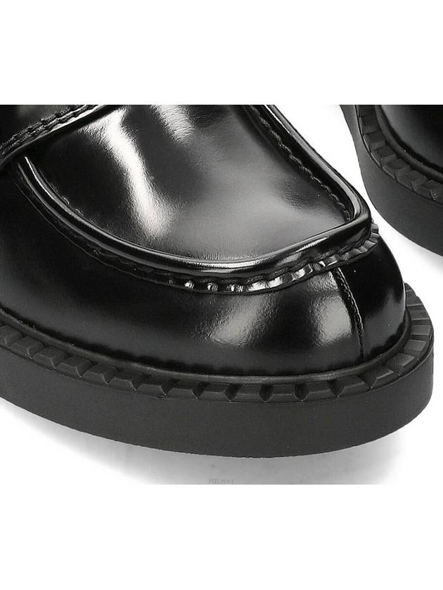 Chocolate Brushed Leather Loafers Black - PRADA - BALAAN 9