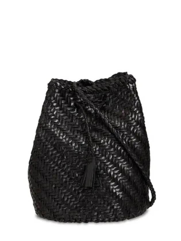 Dragon Diffuser Pom Pom Double J Woven Leather Drawstring Basket Bucket Bag - DRAGON DIFFUSION - BALAAN 4