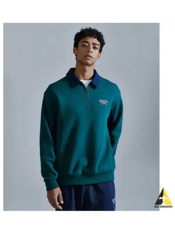 Lettering brushed half zip up green - REEBOK - BALAAN 1