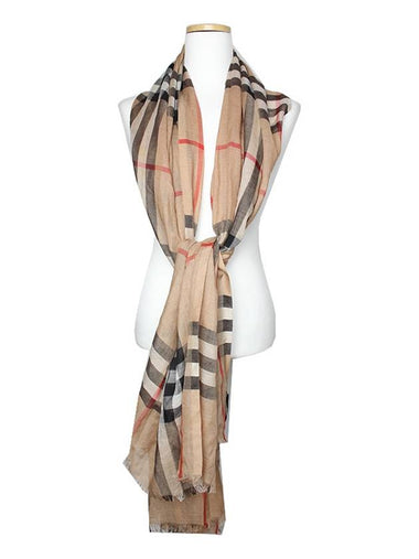 Check Wool Silk Stole Scarf - BURBERRY - BALAAN 1