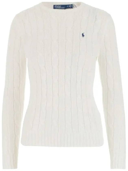 Embroidered Logo Pony Cable Knit Top White - POLO RALPH LAUREN - BALAAN 2