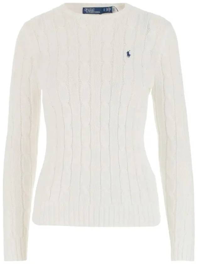 Embroidered Logo Pony Cable Knit Top White - POLO RALPH LAUREN - BALAAN 2