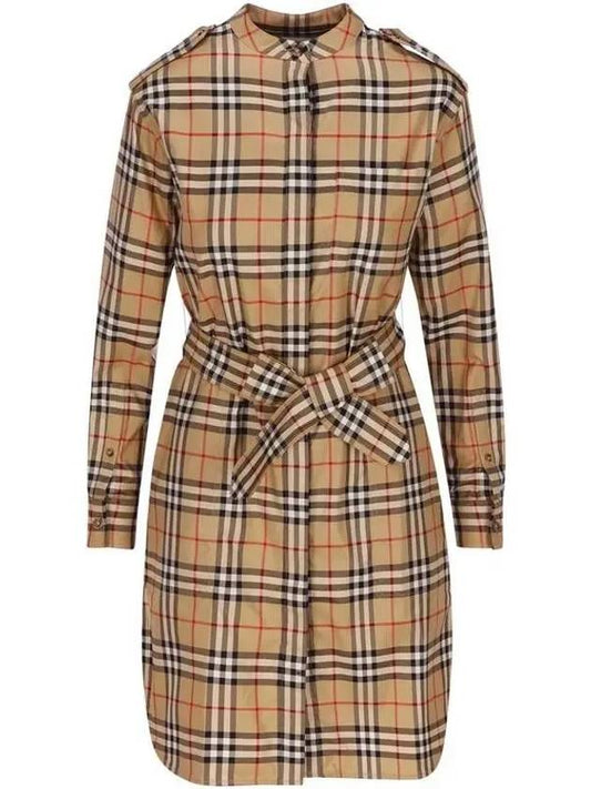 Women's Vintage Check Belt Midi Dress Beige - BURBERRY - BALAAN 2