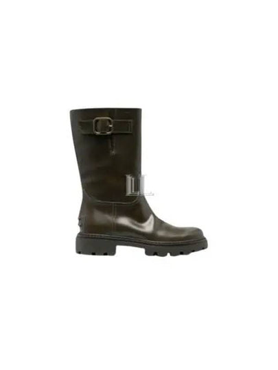 Buckle Detail Leather Mid Boots Black - TOD'S - BALAAN 2