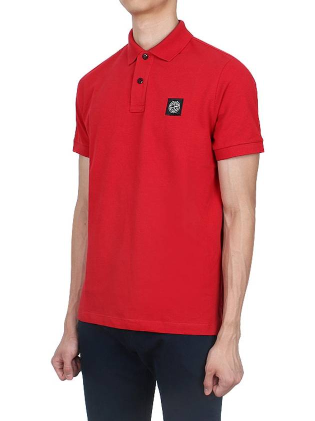 Pique Stretch Cotton Short Sleeve Polo Shirt Red - STONE ISLAND - BALAAN 4