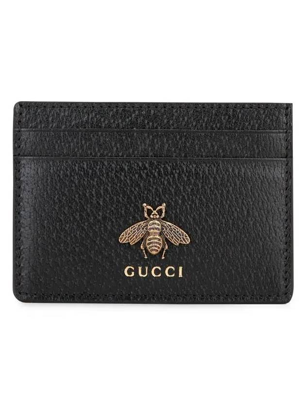 Leather Animalier Leather Card Case Wallet Black - GUCCI - BALAAN 4