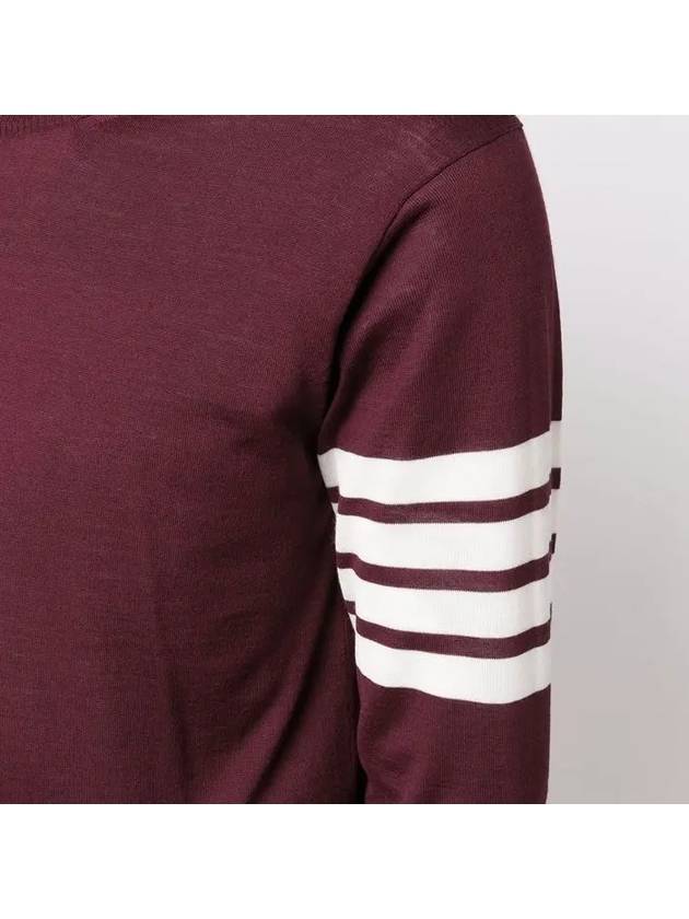 4 Bar Armband Classic Merino Wool Knit Top Burgundy - THOM BROWNE - BALAAN 7