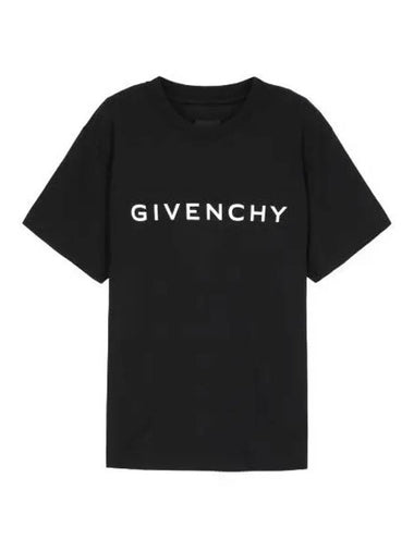 Logo Print Short Sleeve T Shirt Black - GIVENCHY - BALAAN 1