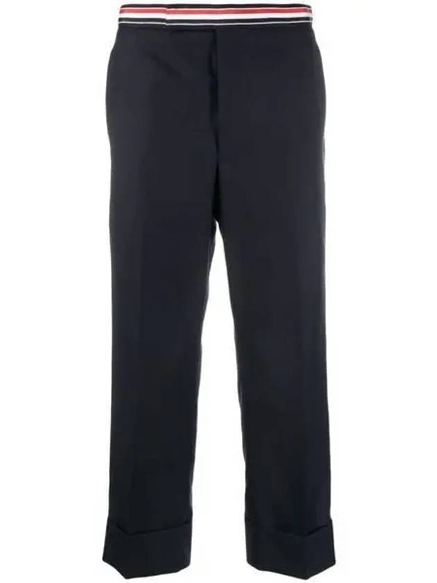 Low Rise Backstrap Super 120 Twill Straight Pants Navy - THOM BROWNE - BALAAN 2