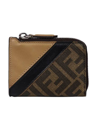 FF Motif Zipper Card Wallet Brown - FENDI - BALAAN 2