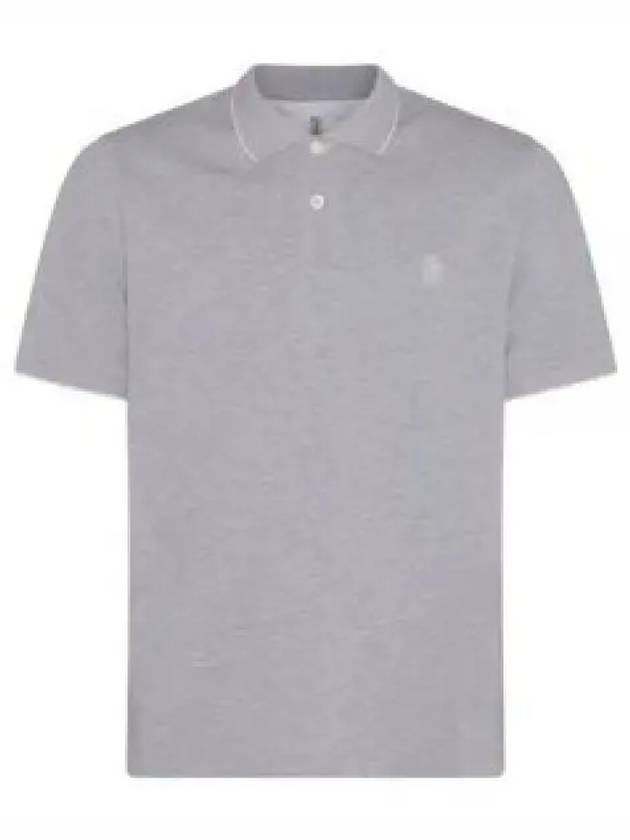 Embroidered Logo Short Sleeve Polo Shirt Grey - BRUNELLO CUCINELLI - BALAAN 2