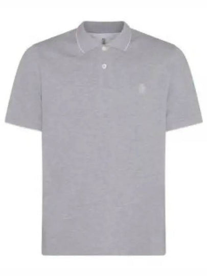 Embroidered Logo Short Sleeve Polo Shirt Grey - BRUNELLO CUCINELLI - BALAAN 2